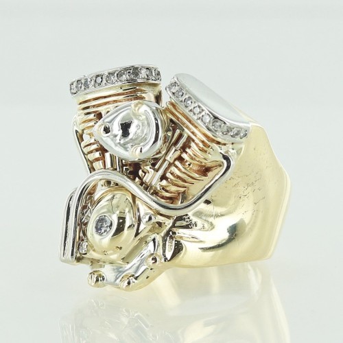 Gents 10 Karat Diamond Engine Ring | Roath's Pawn